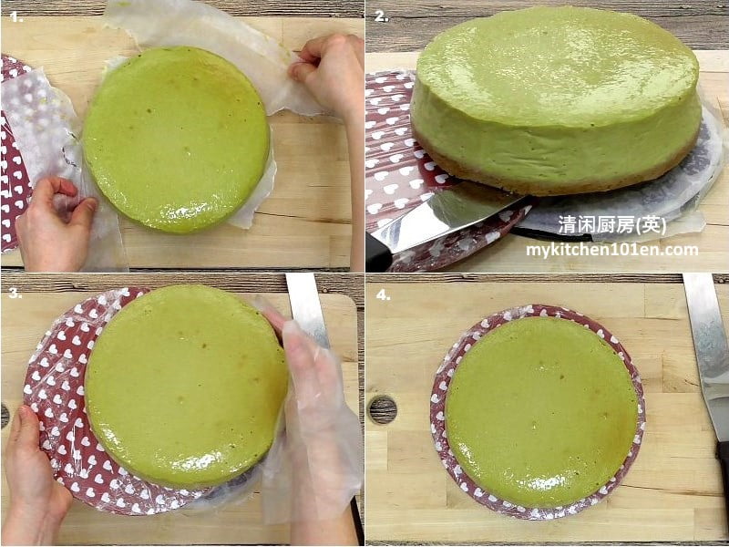 Japanese Green Tea (Matcha) Baked Cheesecake | MyKitchen101en.com