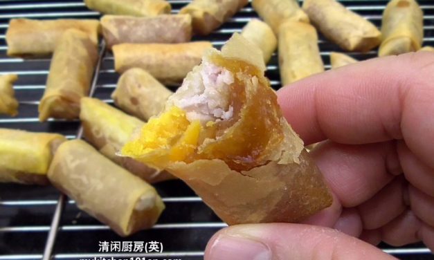 Taro Sweet Potato Nian Gao Spring Rolls