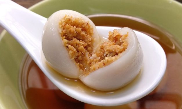 Traditional Peanut Glutinous Rice Ball (Chinese: 汤圆, Tang Yuan) with Sweet Ginger Soup