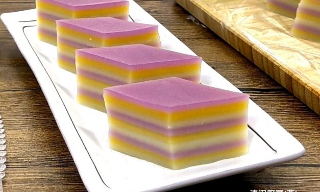 Beautiful 3-Colour Sweet Potato 9-Layer Kuih Lapis