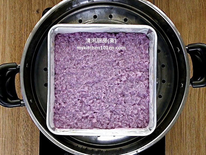 Orange Purple Sweet Potato Sago Kuih with Shredded Coconut