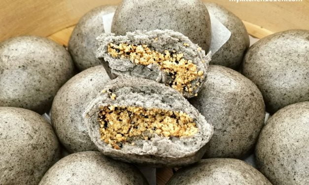 Fragrant Black Sesame Peanut Pao (Peanut Steamed Chinese Bun)- with Freshly Toasted Filling