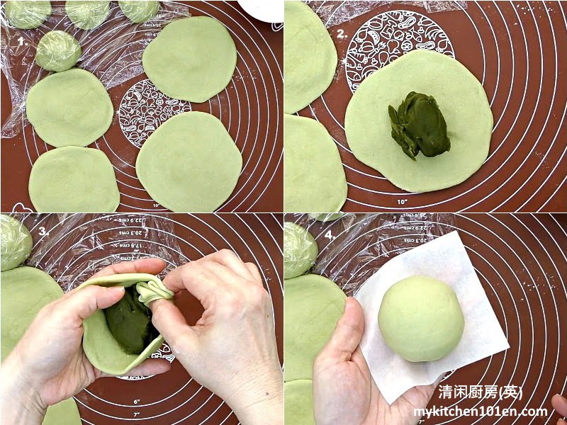 Matcha Mung Bean Pau Chinese Steamed Bun