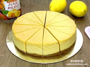 Lemon Peach Baked Cheesecake without egg
