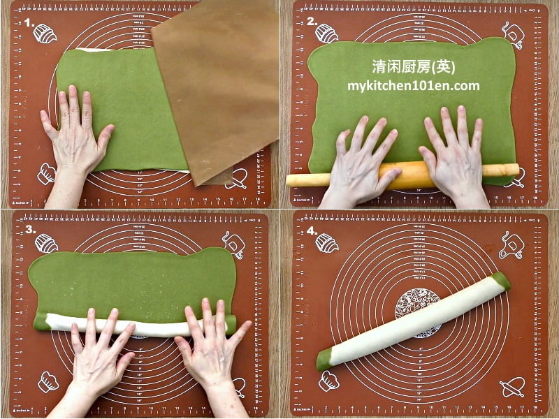 Matcha milk spiral mantou