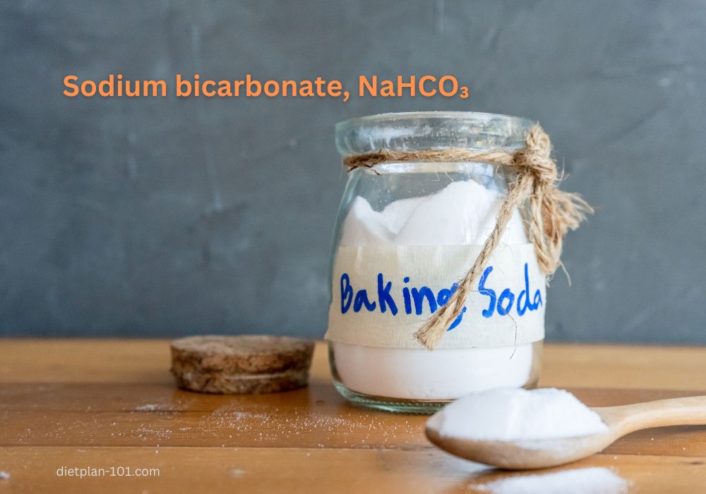 baking soda on wooden table