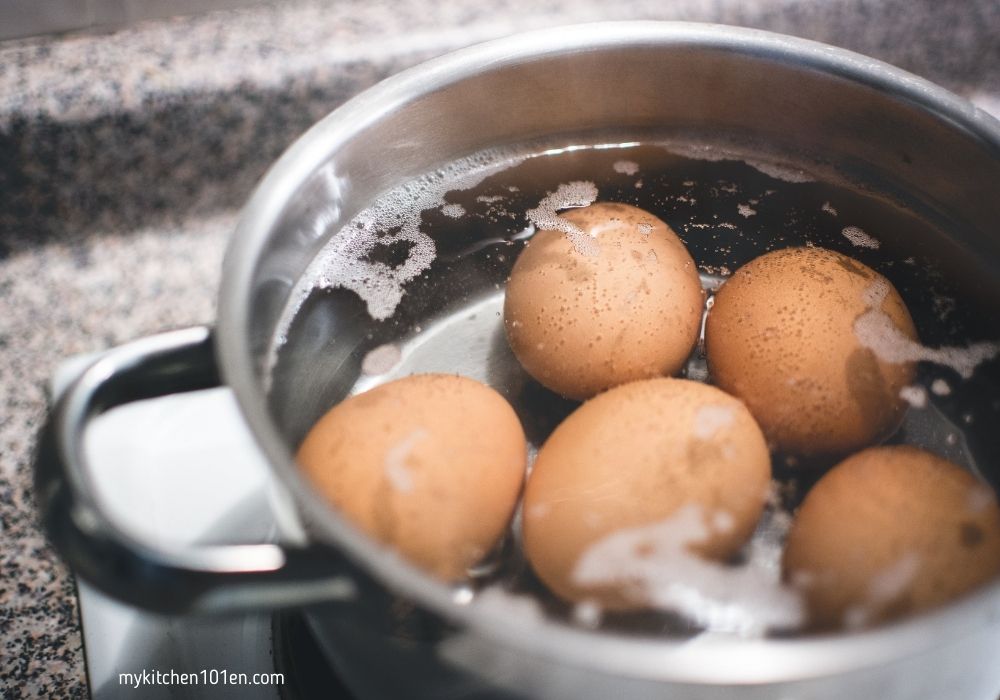 egg in boiling water