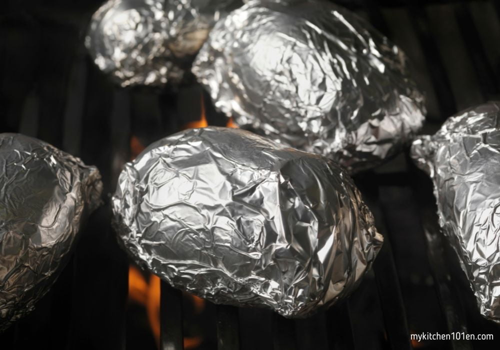Wrapping Potatoes in Foil