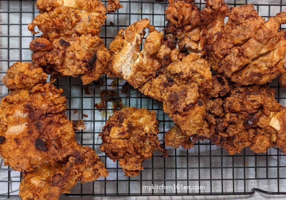 draining chicken